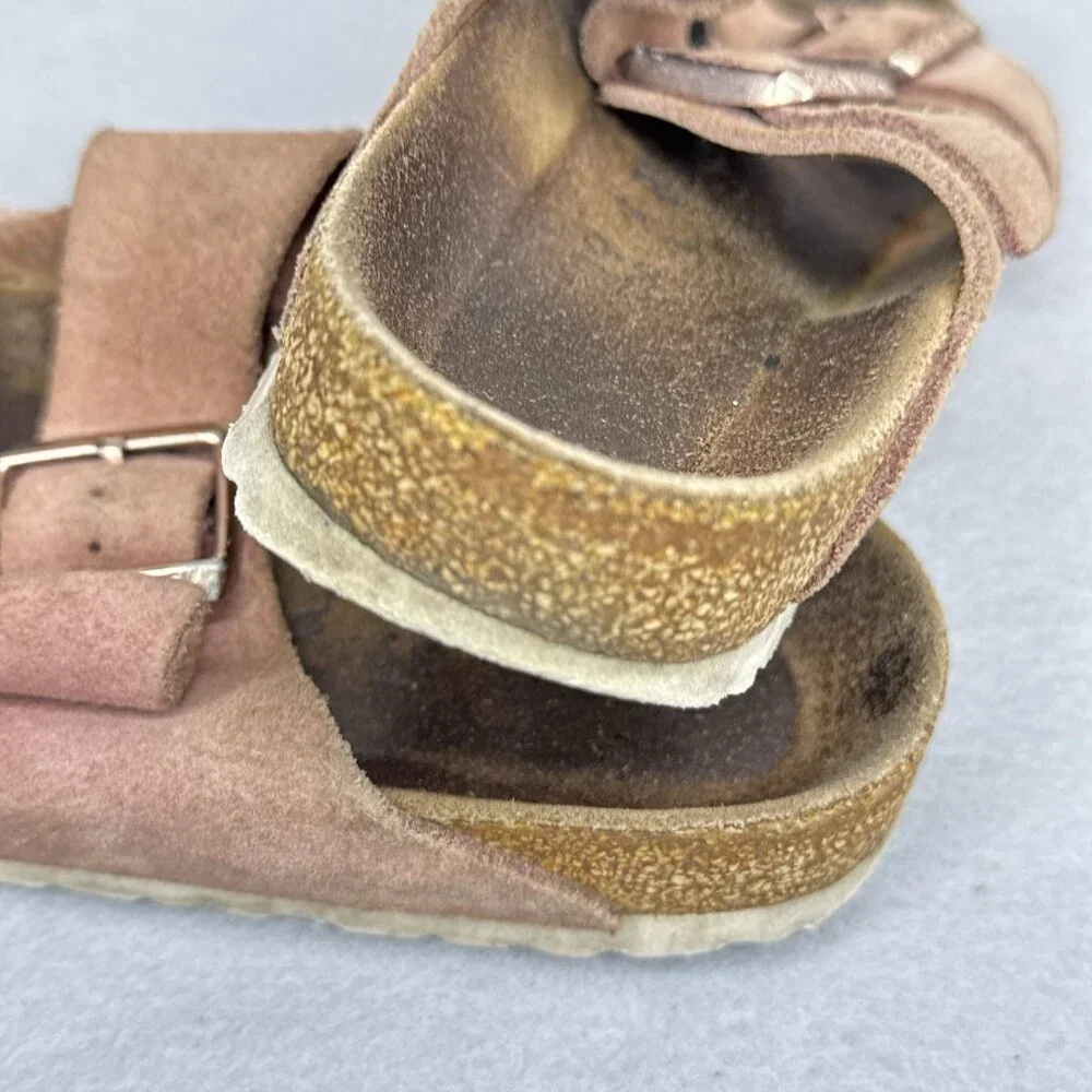 Birkenstock Arizona Suede Leather Pink Sandals EU 39 US 8 8.5 Women Rose Gold - Picture 15 of 15